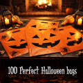 Choice Marts 100 Halloween Candy Bags Bulk 12x15 Treat Bags with Handles