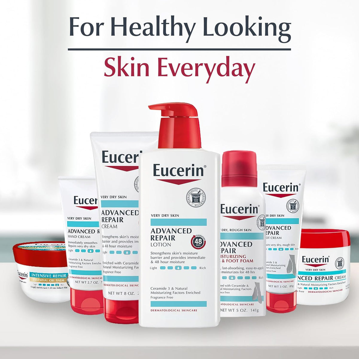 Eucerin Advanced Repair Hand Cream, Urea Enriched, Unscented Moisturizer for Dry Hands, Travel Size Hand Cream, 2.7 OZ Tube, Pack of 3