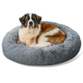 Best Friends by Sheri The Original Calming Donut Dog Bed for Large Dogs up to 100 lbs, Shag Faux Fur, Taupe, Large, 36" x 36"