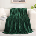 Puncuntex Burnt Orange Throw Blanket 50"×60" Fuzzy 3D Jacquard Decorative