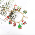 Christmas Charm Bracelet for Women,Santa Claus Snowman Tree Socks Pendant Bracelet,Adjustable Alloy Drop Bracelet for Women Xmas Party Costume Accessories Gift