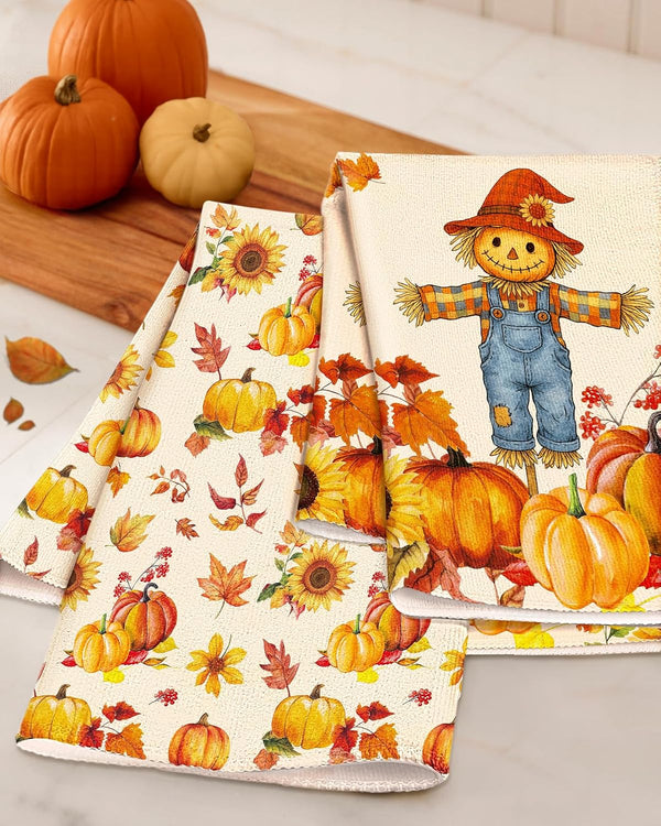 Miss Adola Fall Microfiber Kitchen Towels Set of 2, Straw Pumpkin