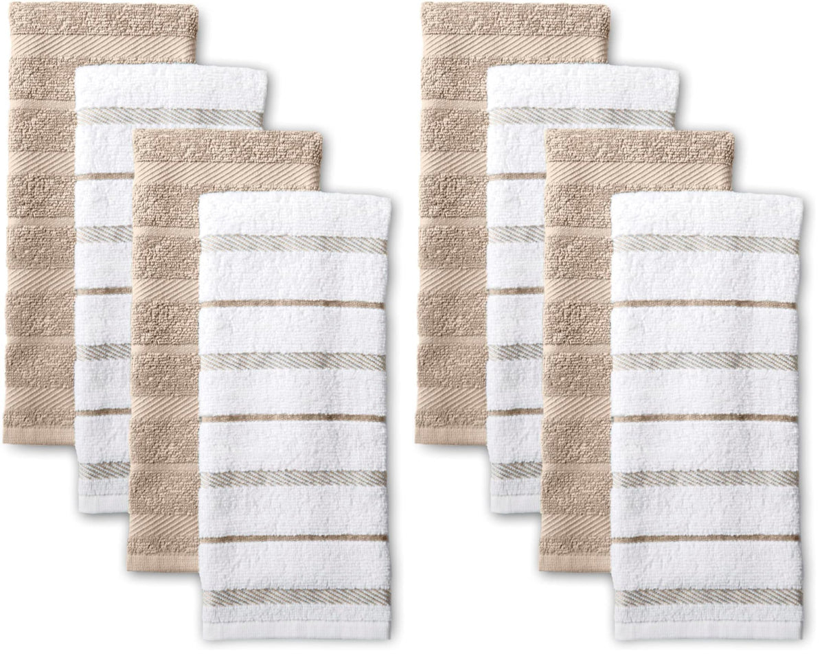 KitchenAid Albany Kitchen Towel 4-Pack Set, Honey Orange/White, 16"x26"