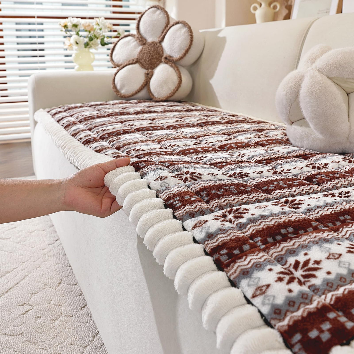 Christmas Couch Cover, Christmas Plush Sofa Cover for Dog Pet 1PC