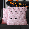 Halloween Ghost Decorative Pillow Covers 18x18 Set of 2, Beige Soft Plush Faux Fur Farmhouse Throw Cushion Cases for Fall Holiday Home Decorations