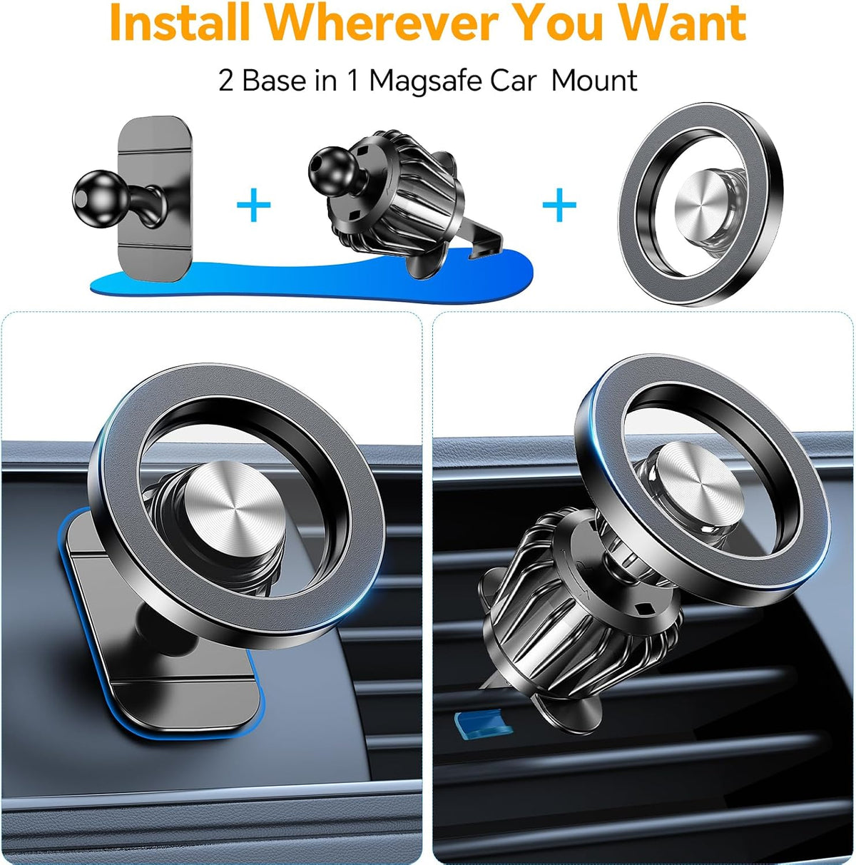 Kaistyle for Magsafe Car Mount【Strong Magnet】 Magnetic Phone Holder for Car Phone Holder Mount Dash Mounted Holders Phone Holders for Your Car Accessories for Women Men for iPhone 18 Pro Max 17 16 15