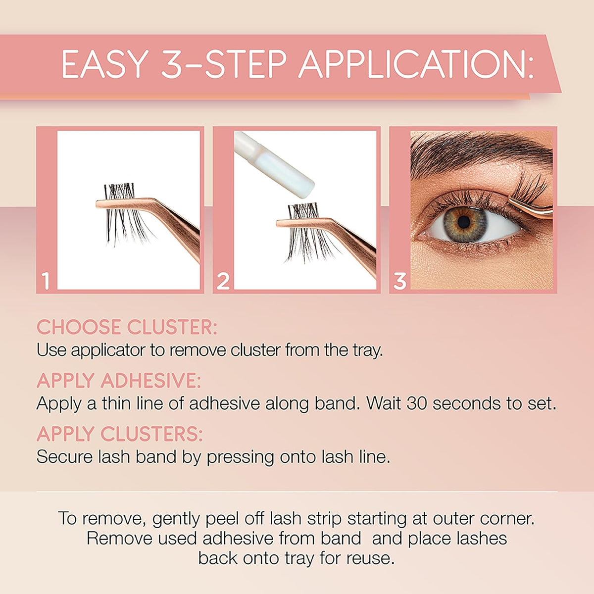 Ardell Naked Clusters 437 – Lightweight Human Hair Natural Cluster Lashes with Invisiband, Mixed Length 8–14 mm, DIY Lash Extensions, 50 Lash Clusters