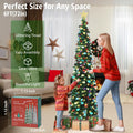 HMASYO 6 FT Pop Up Christmas Tree with 100 LED Timer Lights & Remote, Green Christmas Tinsel Tree, Collapsible Artificial Pencil Tree for Home Office Party Decor, USB Powered, Easy Assembly