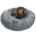 Best Friends by Sheri The Original Calming Donut Dog Bed for Large Dogs up to 100 lbs, Shag Faux Fur, Taupe, Large, 36" x 36"