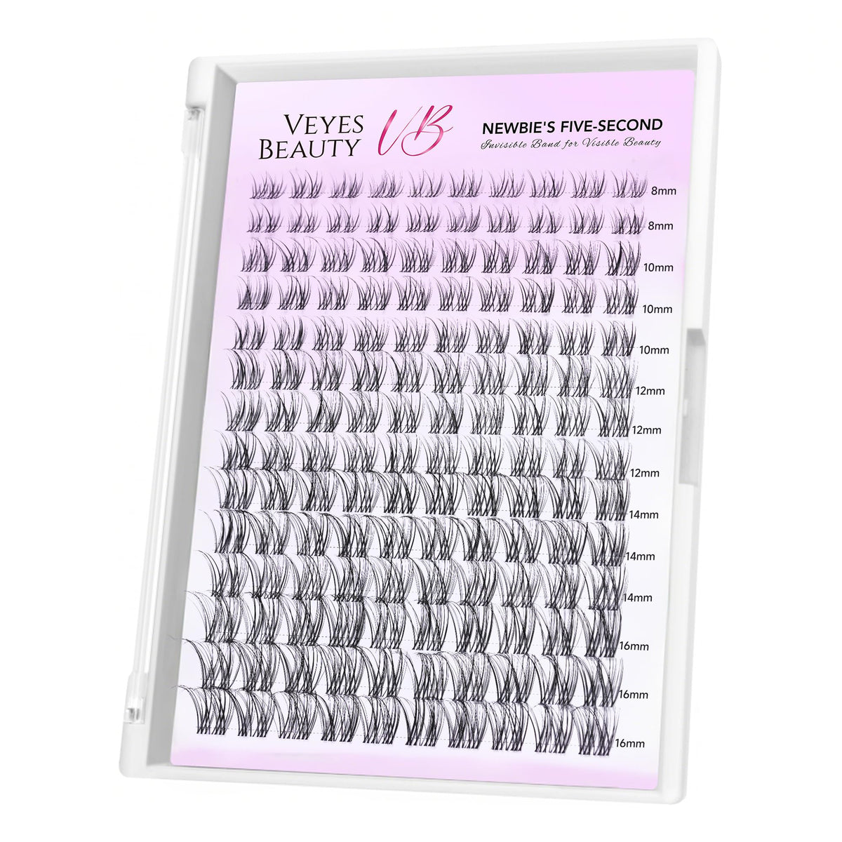 VEYESBEAUTY Lash Clusters Individual Eyelash Extensions Thin & Invisible Band DIY False Eyelashes for Self-application Newbie's Five-Second Series Wispy Lash Tray, Dreamy 8-16mm Mixed Length