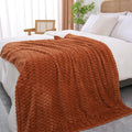 Puncuntex Burnt Orange Throw Blanket 50"×60" Fuzzy 3D Jacquard Decorative