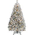 Yaheetech 6ft Pre-Lit Snow Flocked Artificial Christmas Tree, 250 Lights