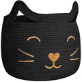 Small Woven Rope Storage Basket, Cute Cat Toy Basket for Living Room, Baby Baskets for Nursery, Gift Baskets Empty for Baby Shower, Grey, 9.8 x 4 inches