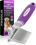 Poodle Pet Detangling Pet Comb with Long & Short Stainless Steel Teeth for Removing Matted Fur, Knots & Tangles – Detangler Tool Accessories for Safe & Gentle DIY Dog & Cat Grooming