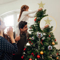 COMNICO Christmas Tree Topper Glittering Gold Hollow Small Star Mini Christmas Tree Decoration 5 Point Star Xmas Treetop Ornaments (15cm/5.9inches)