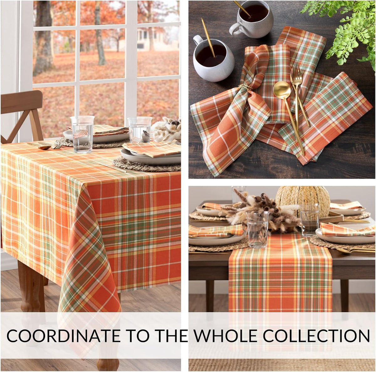 Hawley Plaid Harvest Cotton Tablecloth, Multicolor - 70" W x 70" L Round