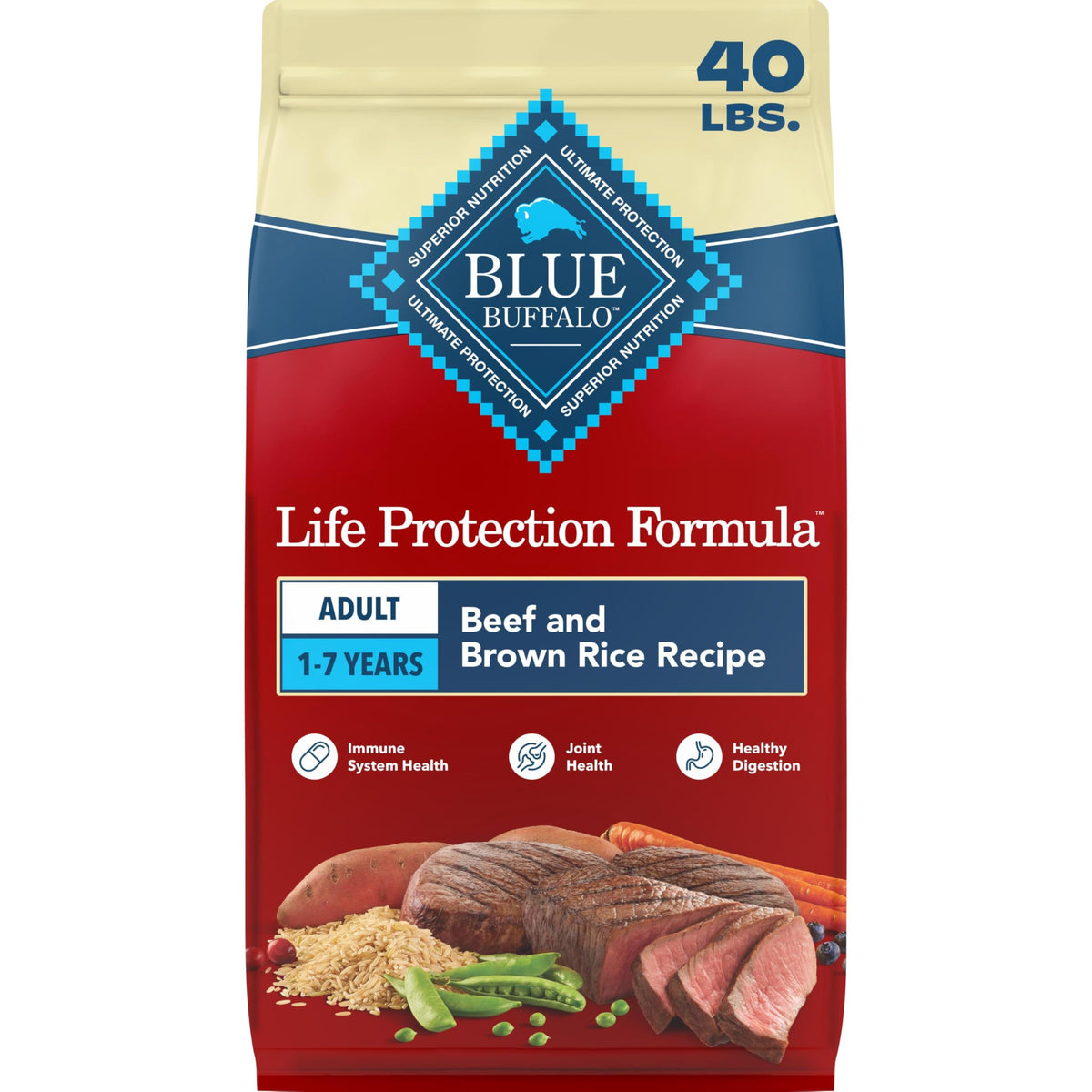 Blue Buffalo Life Protection Formula Lamb & Brown Rice Adult Dry Dog Food, Supports Immunity with Antioxidant-Rich LifeSource Bits, Promotes Healthy Muscle Development, Skin & Coat Health, 15 lbs.