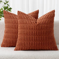 MIULEE Fall Decorative Throw Pillow Covers 18x18 Dark Rust Pack of 2