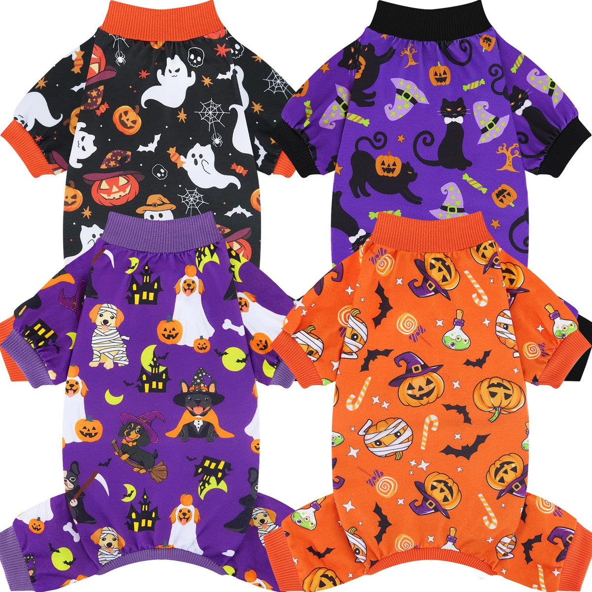 4 Pack Dog Christmas Pajamas Reindeer Puppy Clothes Cute Santa Claus Dog Pajamas Costumes Outfit Red Green Medium