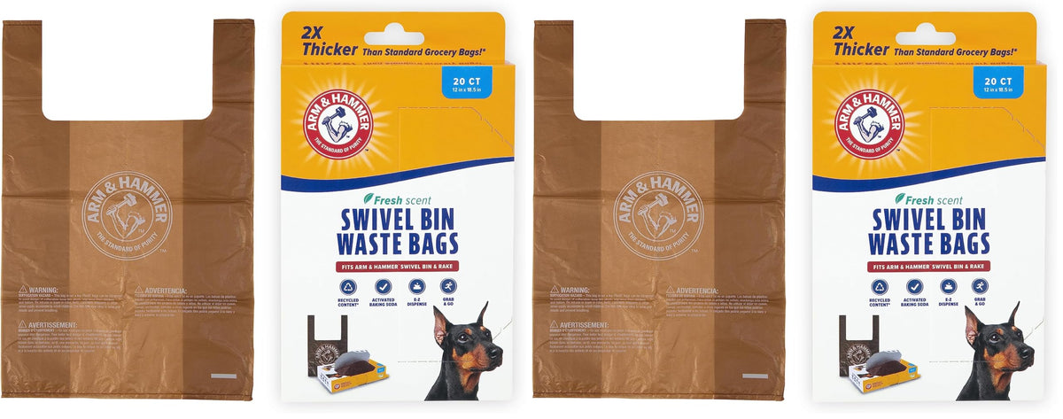 Arm & Hammer Heavy Duty Pet Waste Bags for Swivel Bin & Rake Dog Pooper Scooper, 20 Count Refill Bags (Packaging May Vary)