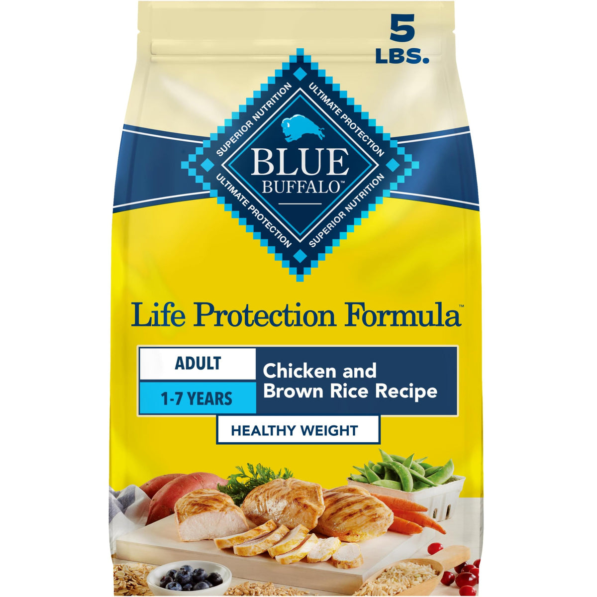 Blue Buffalo Life Protection Formula Chicken & Brown Rice Adult Dry Dog Food, Supports Immunity with Antioxidant-Rich LifeSource Bits, Promotes Healthy Muscle Development, Skin & Coat Health, 30 lbs.