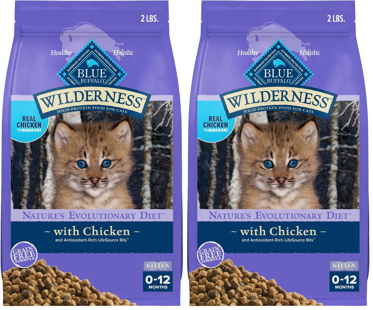 Blue Buffalo Wilderness with Chicken Natural High-Protein Grain-Free Dry Cat Food for Kittens, Real Chicken First, Antioxidant-Rich LifeSource Bits Support Immunity, DHA & ARA for Development, 5 lbs.