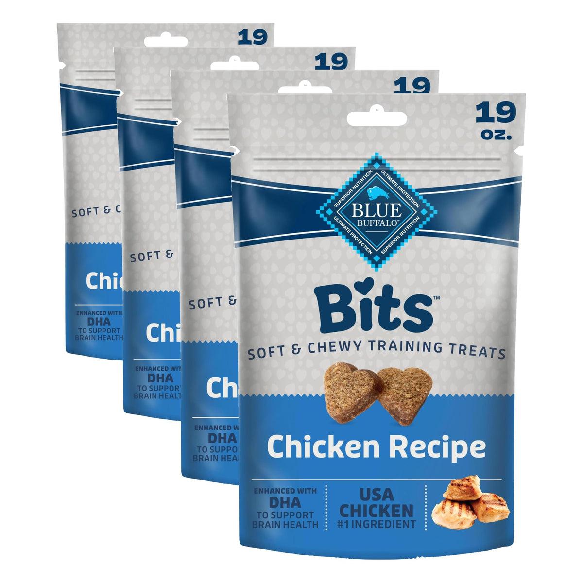 Blue Buffalo Bits Beef Soft & Chewy Dog Treats, Bite-Sized for Training, Made with Real Beef & Enhanced with DHA, Heart-Shaped Dog Treats, Made in the USA with Natural Ingredients, 19 oz.