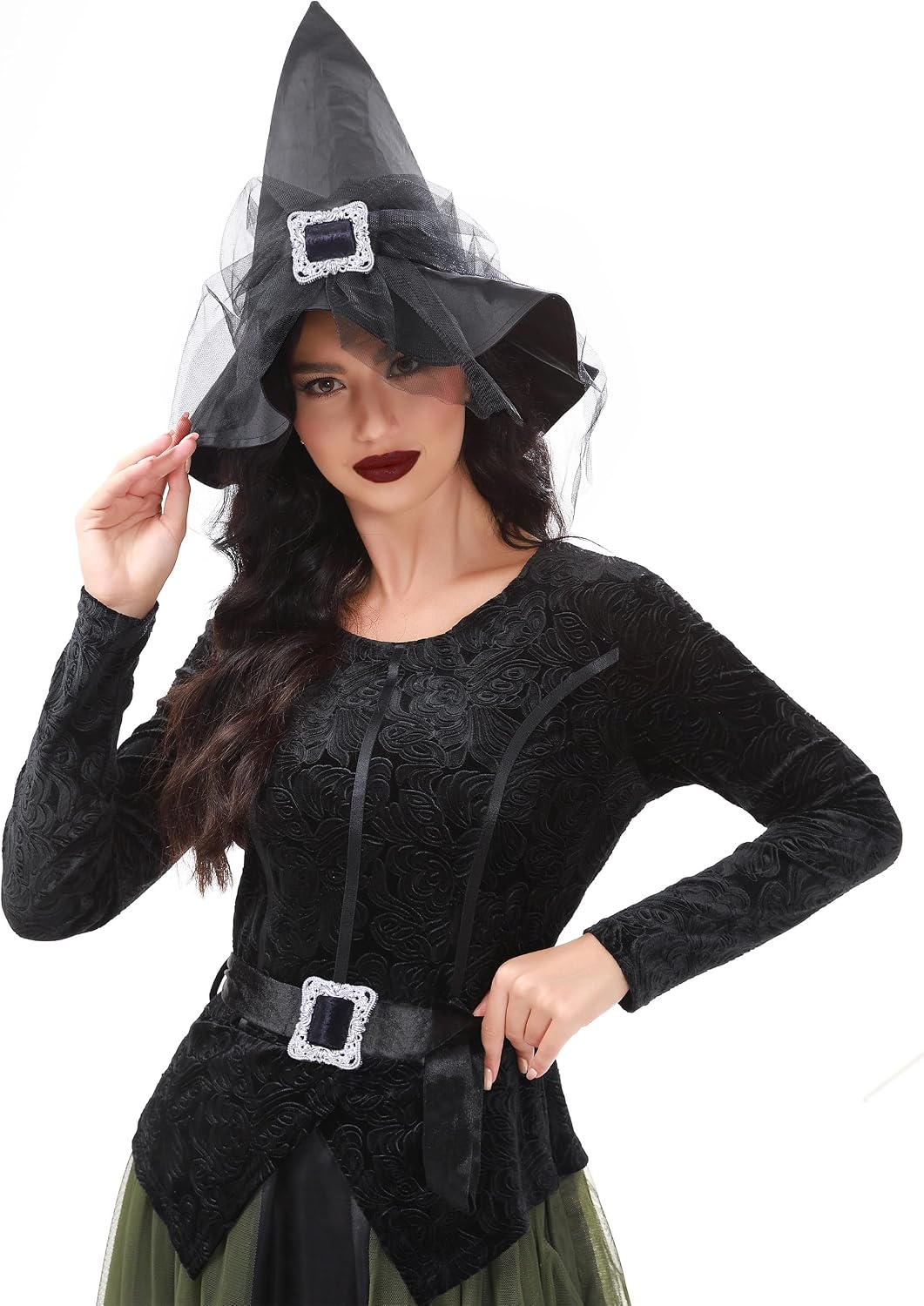 Funna Witch Costume for Women Halloween Dress up Cosplay with Hat