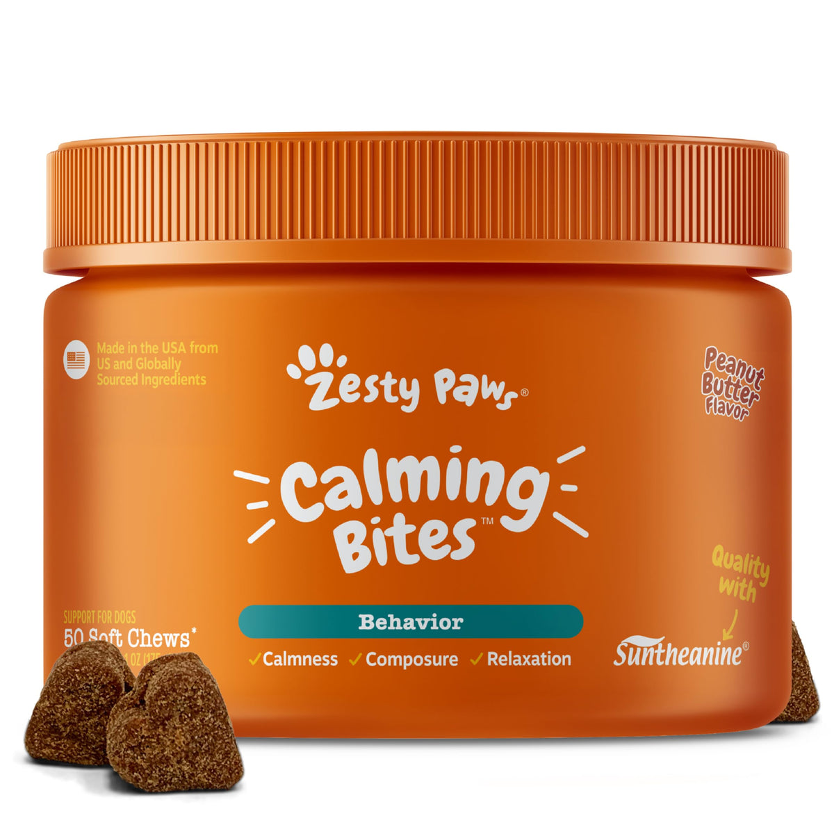 Zesty Paws Calming Chews for Dogs Composure & Relaxation for Everyday Stress & Separation Peanut Butter 90 Count