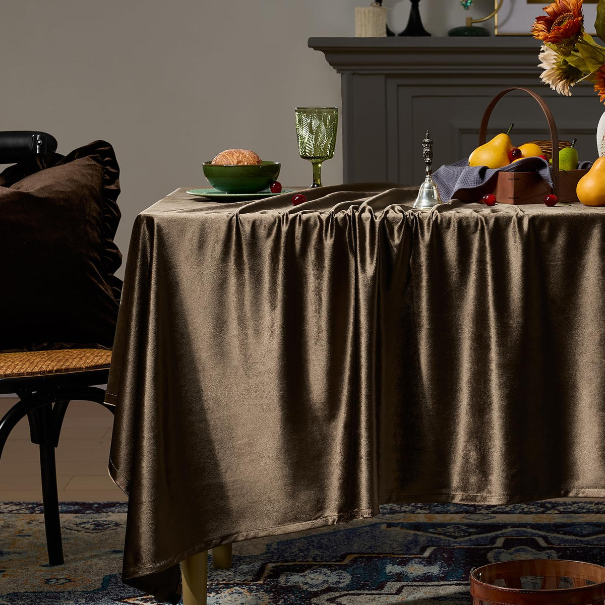 Christmas Gold Velvet Table Cloth Rectangle Table Fall French Table Cloth