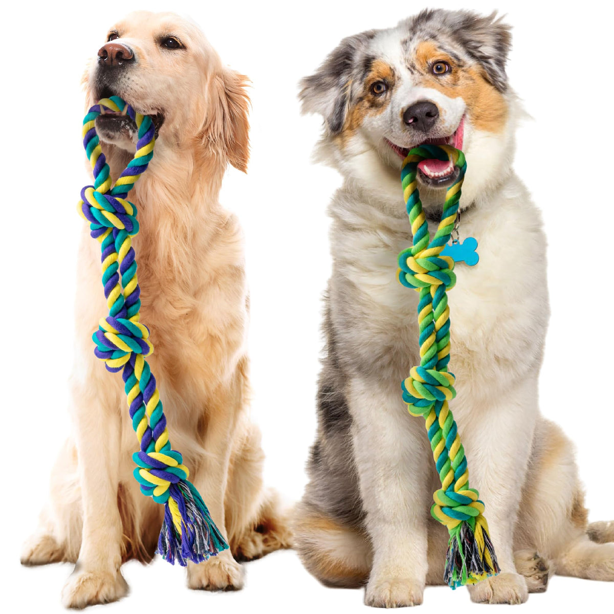 SHARLOVY Large Tough Chew Toys for Aggressive Chewers Large Breed,Heavy Duty Dental Rope Toys Kit for Medium Dogs,5 Knots Indestructible Cotton Puppy Teething Chew Tug Toy Set of 9
