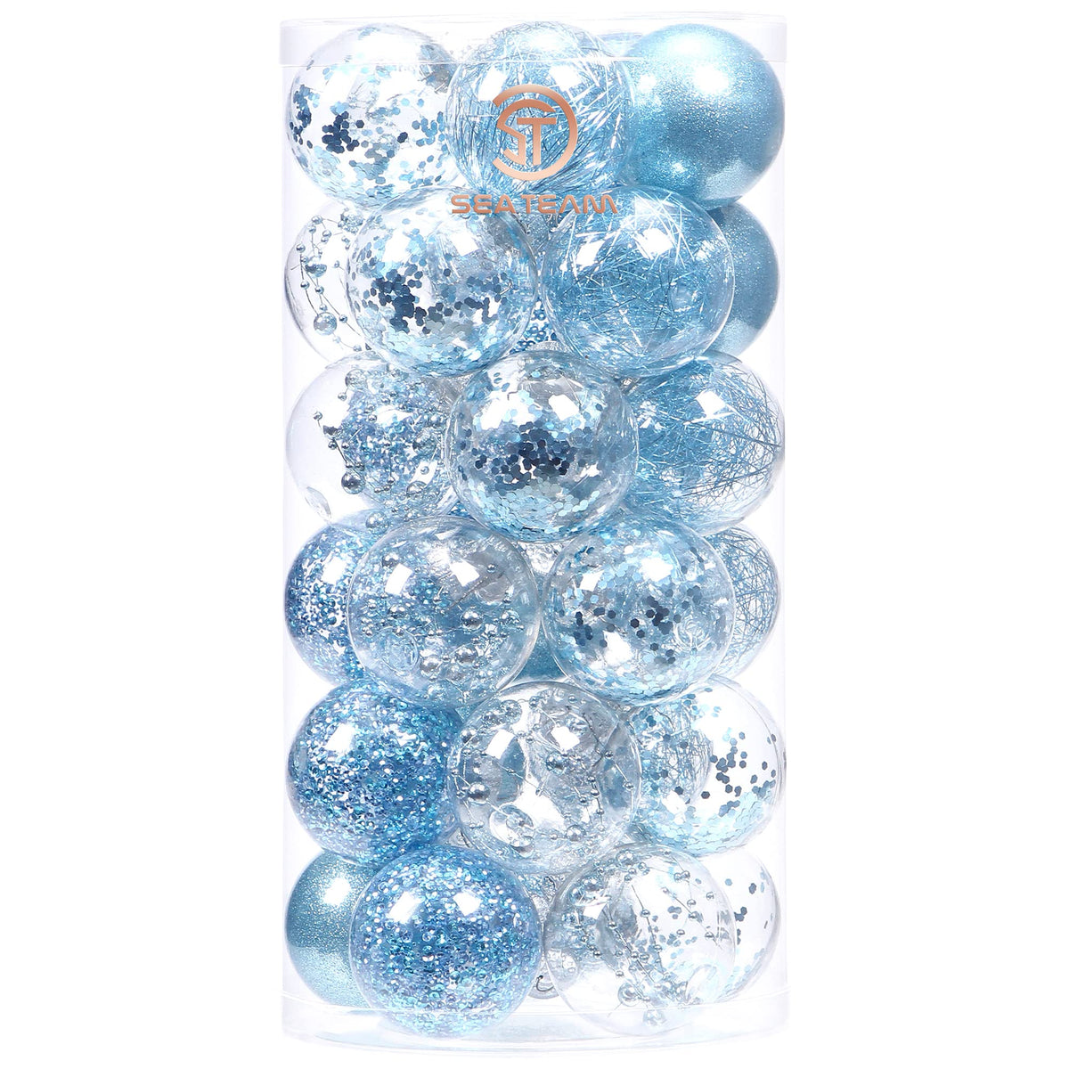 Sea Team 30-Pack Clear Christmas Ball Ornaments with Fillers, Champagne