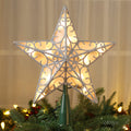 ODEETRONIC Christmas Star Tree Topper Lights, 9.5in UL Certified 3D Star Tree Topper, Double Sided Christmas Tree-top with 10 Count Incandescent Warm White Lights for Xmas Tree Home Decor, Gold