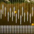 Cinnvoice 36 Pcs Iridescent Christmas Icicle Ornaments for Christmas Decor