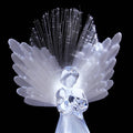 Alpine Corporation 11" Tall Angel Tree Topper with Fiber Optic Wings and LED Light, with Timer Function, Durable Plastic, and Radiant Glow for Holiday Christmas Decoration