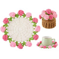 Crochet Flower Coasters, Handmade Bouquet Coasters with Crochet Plant Pot (Sunflower Yellow, 1Pc)