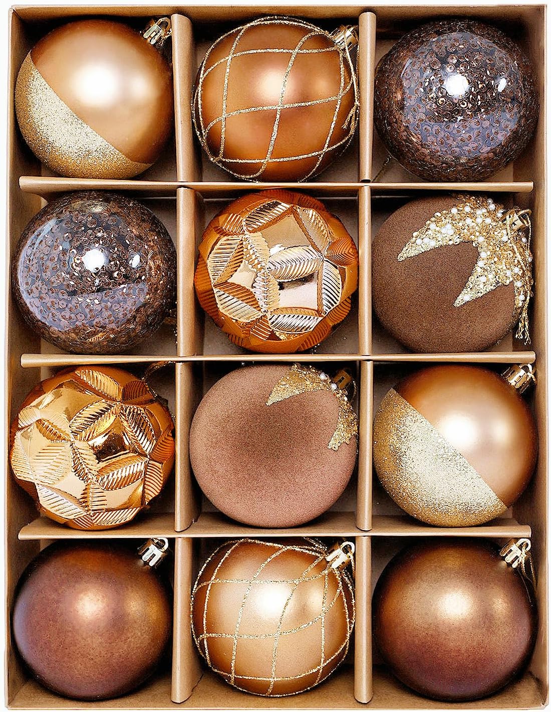 HipTree 12ct 2.36 in Copper Gold Velvet Baubles for Tabletop Christmas Tree