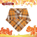 Fall Dog Bandana 1PCS Large, Autumn Thanksgiving Orange Plaid Scarf