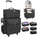 Relavel Rolling Makeup Train Case, Hairstylist Traveling Bag with 4 Wheels, Heat Insulation Full Layer, Adjustable Dividers, Hair Tools and Cosmetics Storage Organizer Trolley Suitcase Makeup Cart