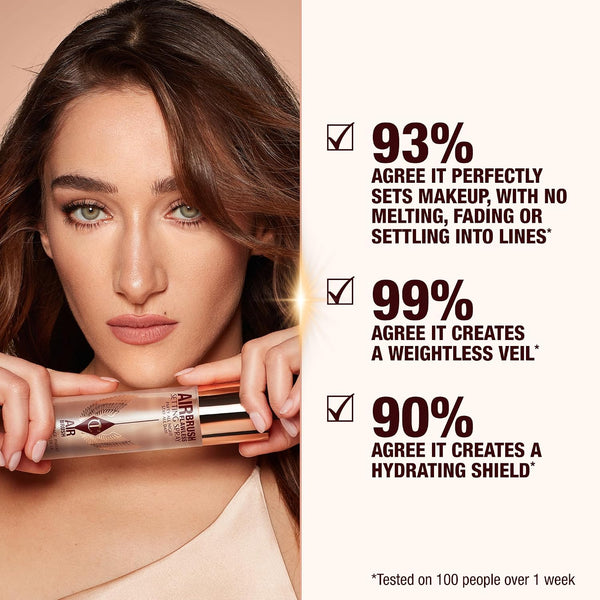 Charlotte Tilbury Airbrush Flawless Setting Spray - Ultra-Fine Hydrating Mist to Prime & Set Makeup Up to 16Hr – Soothes and Blurs Skin, Waterproof, Wedding Makeup