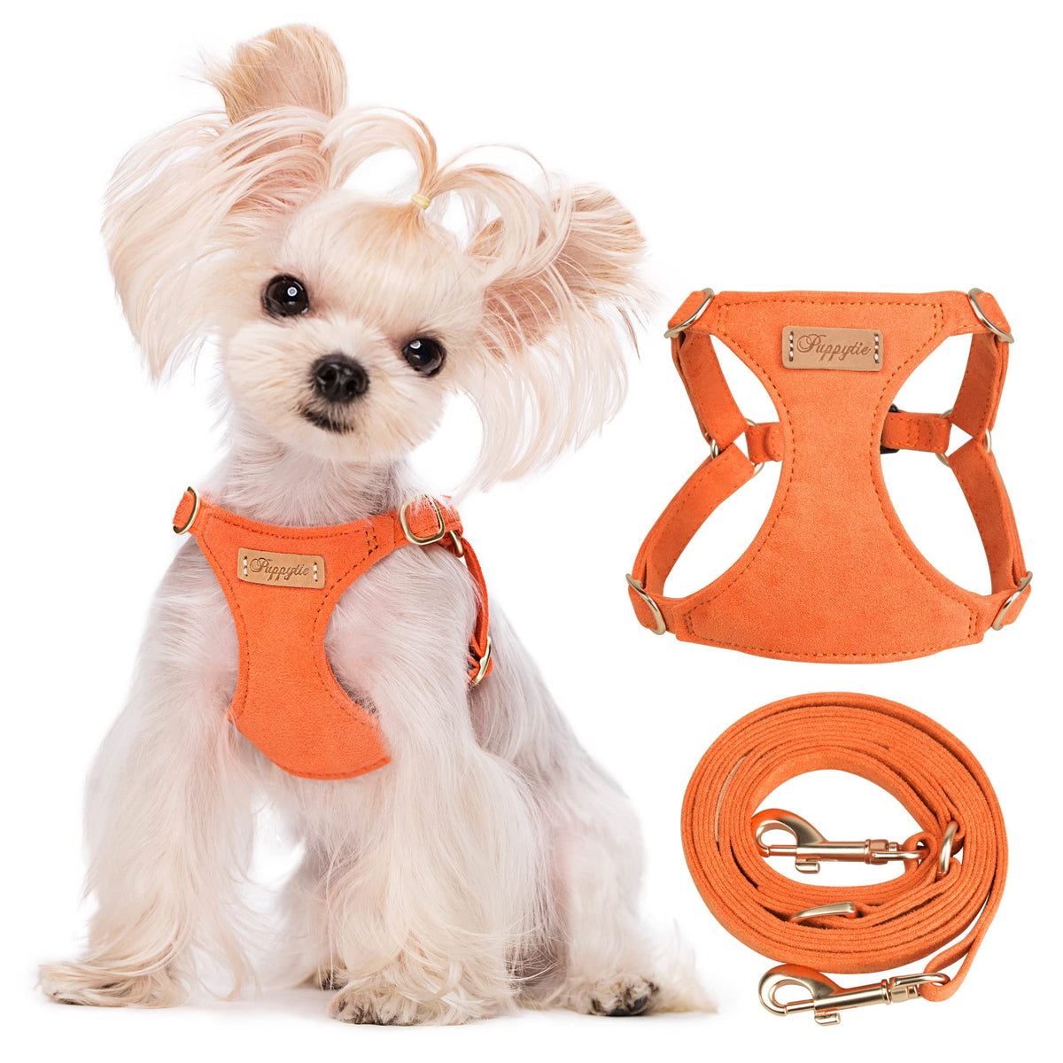 Puppytie xs Dog Harness with Multifunction Dog Leash,Soft Adjustable No Choke Escape Proof Pet Harness Vest,red-Camellia,XS