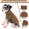 Dog Sweaters for Small Dogs Small Dog Clothes for Winter Solid Knitted Puppy Clothes Warm Turtleneck Doggy Coat Pullover Pet Cat Sweater with Heart-Shape Design(Khaki, X-Small)
