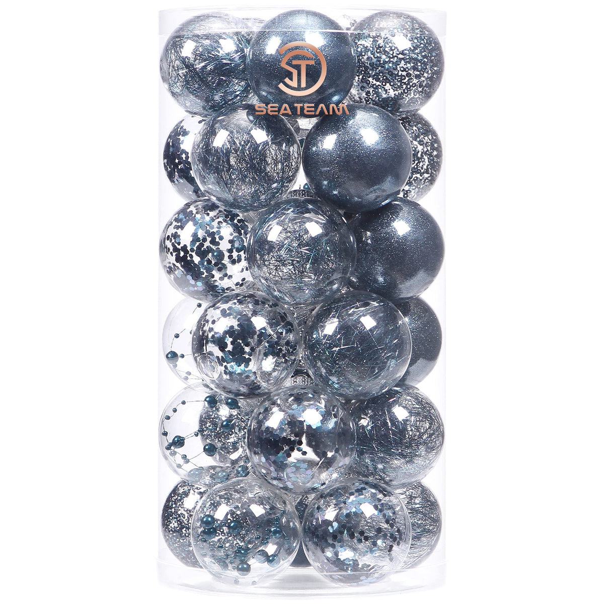 Sea Team 30-Pack Clear Christmas Ball Ornaments with Fillers, Champagne