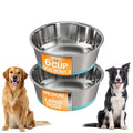 Neater Pet Brands Stainless Steel Dog Bowls with Non-Slip Rubber Bottom – Set of 2, 6 Cup (48 oz), Black - Heavy Duty Metal Dog Bowl, Dishwasher Safe, Food or Water Bowl, Ideal for Large Dogs