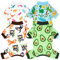 4 Pack Dog Christmas Pajamas Reindeer Puppy Clothes Cute Santa Claus Dog Pajamas Costumes Outfit Red Green Medium