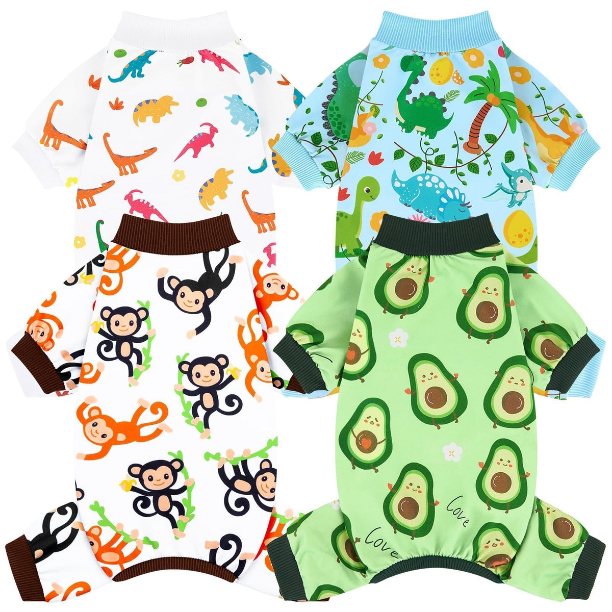 4 Pack Dog Christmas Pajamas Reindeer Puppy Clothes Cute Santa Claus Dog Pajamas Costumes Outfit Red Green Medium