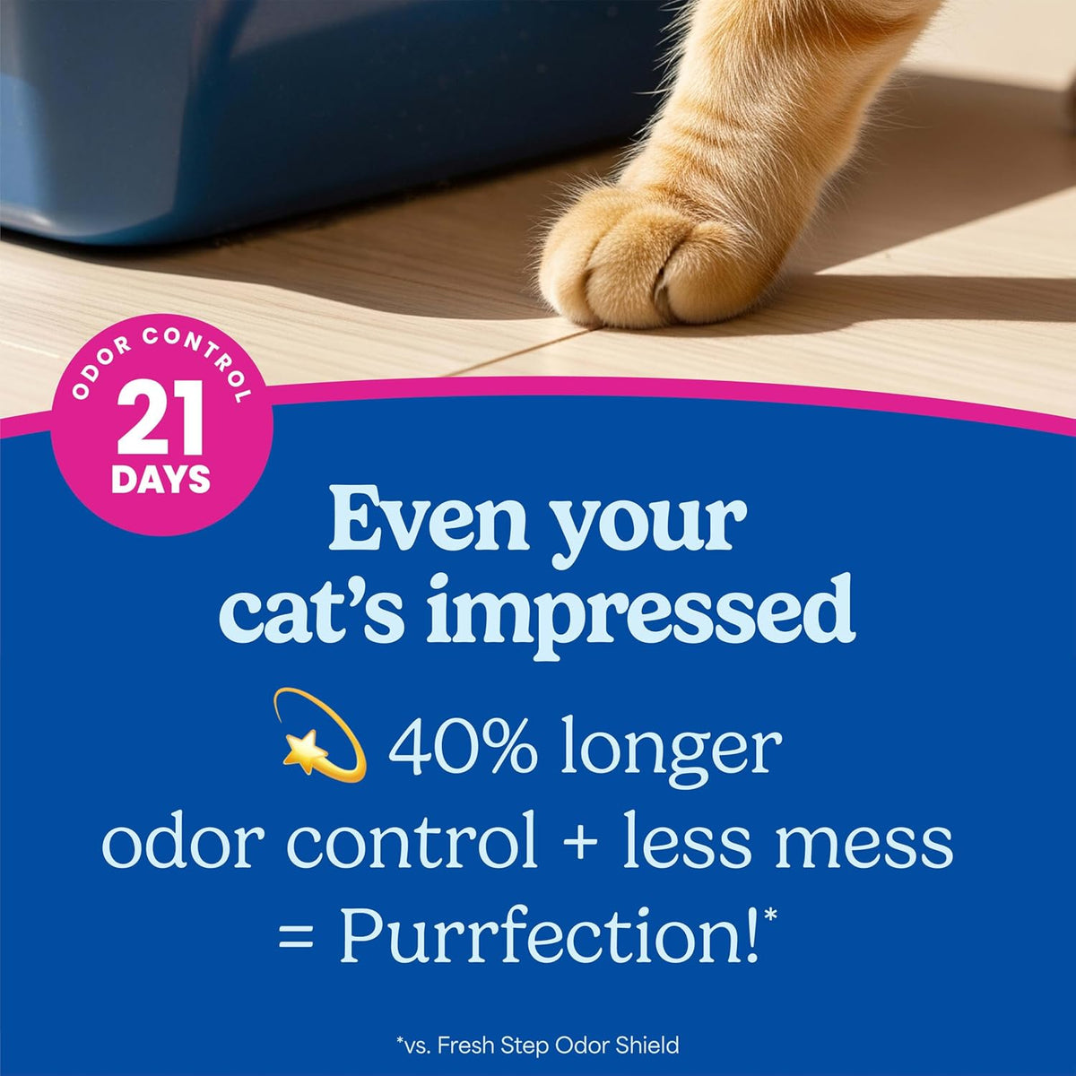 Fresh Step Clean Paws Multi Cat Clumping Litter with Febreze Freshness, Ammonia Block Technology, Low Tracking, 22 lb. Box