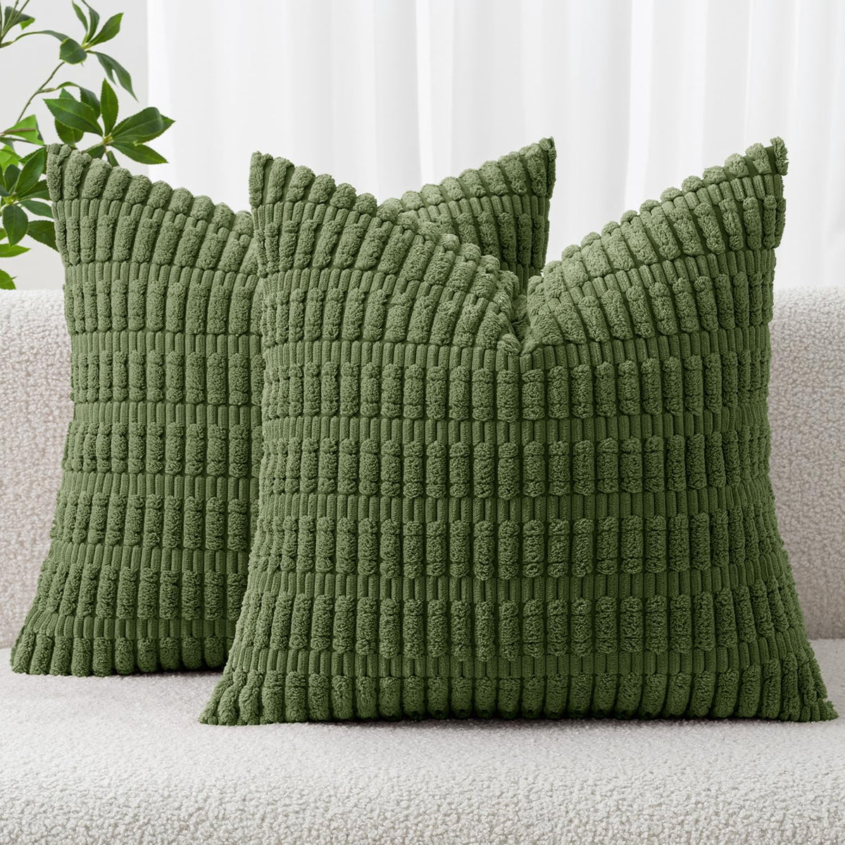 MIULEE Fall Decorative Throw Pillow Covers 18x18 Dark Rust Pack of 2