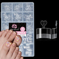UNA GELLA French Toe Nail Press Ons, Pre-Etched 15 Sizes Sharp Square Berry Pink 180Pcs Press On Toenails False Toes Soft Gel Square Full Cover Fake Toenails for Nail Extensions DIY Salon Pedicure