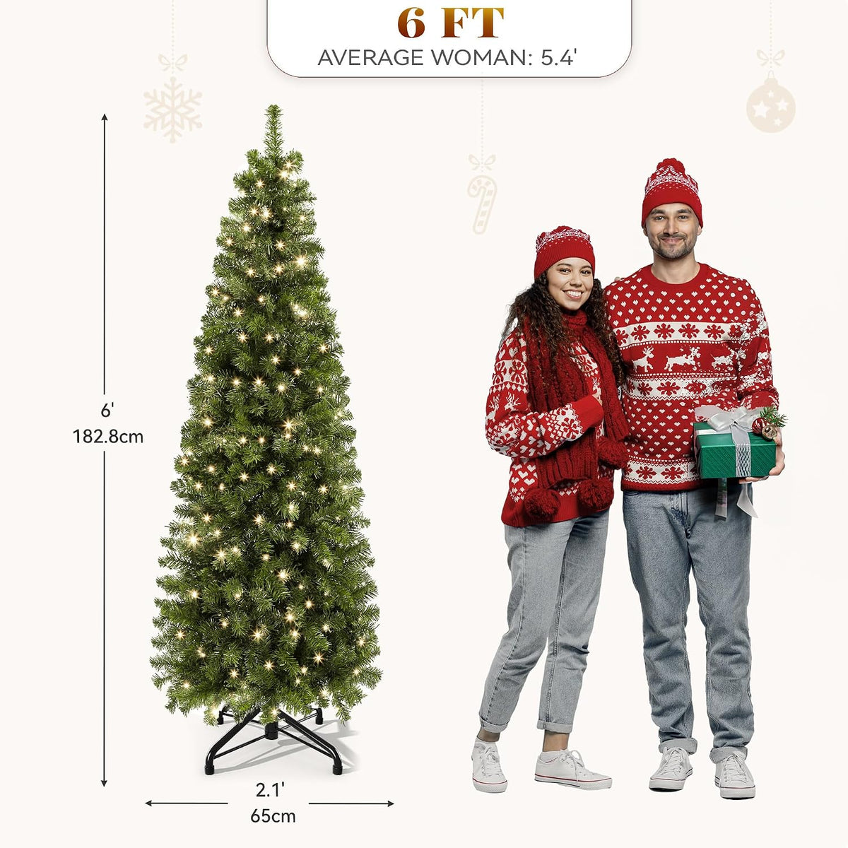 YITAHOME Prelit Green Pencil Christmas Tree 6 FT with Remote